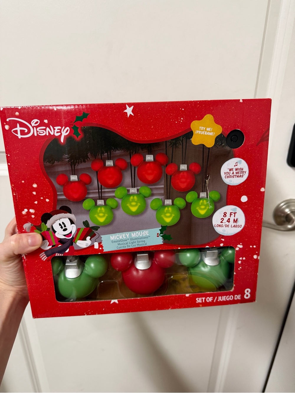 Disney Mickey Mouse Red and Green Holiday String Lights